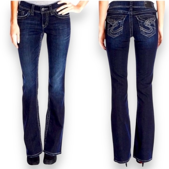 Silver Jeans Denim - Silver Jeans Suki Surplus Bootcut Low Rise Dark Wash Size 28 Waist, 32 Length